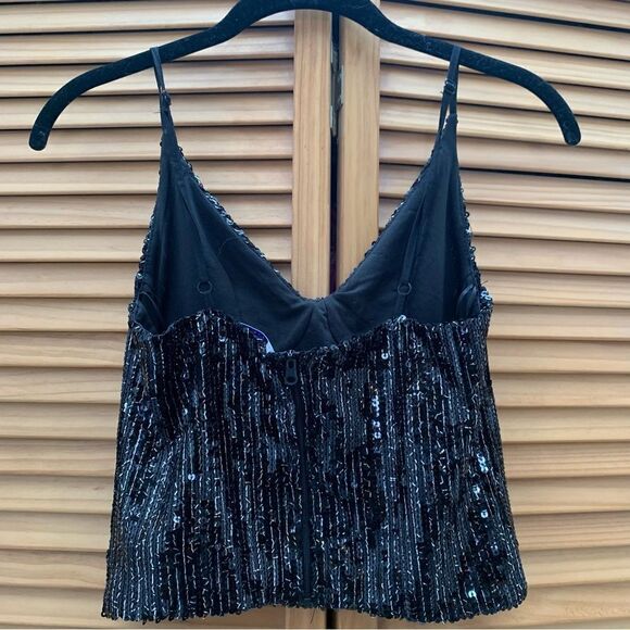 Zara Sequin Crop Tank Top Medium - Picture 4 of 5